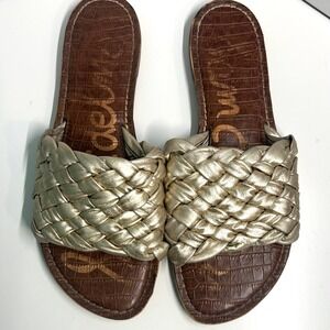 Sam Edelman Women't Gold Griffin Woven Slide Sandal‎ in Size 10.5